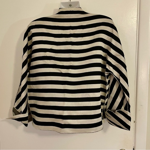 Margot Rozanska NY Sheer Striped Architectural Blouse Jacket, size Small - Picture 5 of 9